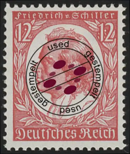 555 Schiller 12 Pf, gestempelt O