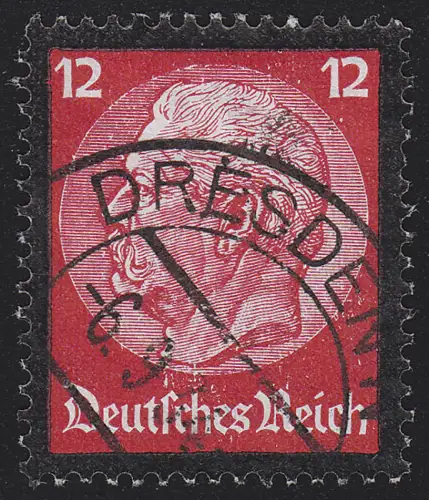 552 Hindenburg Trauerrand 12 Pf, gestempelt O