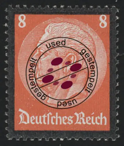 551 Hindenburg Trauerrand 8 Pf, gestempelt O