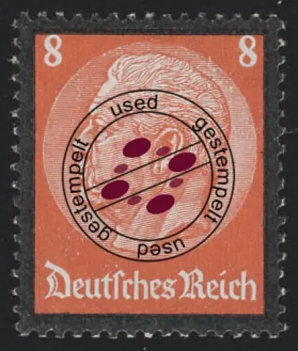 551 Hindenburg Trauerrand 8 Pf, gestempelt O