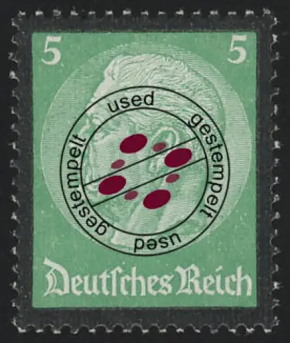 549 Hindenburg Trauerrand 5 Pf, gestempelt O