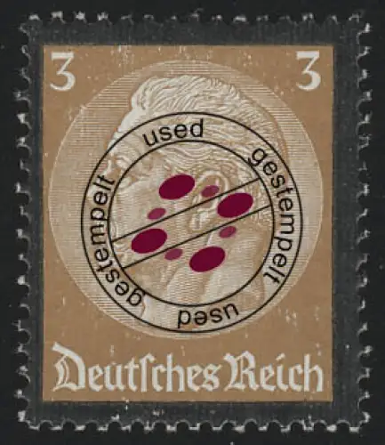 548 Hindenburg Trauerrand 3 Pf, gestempelt O