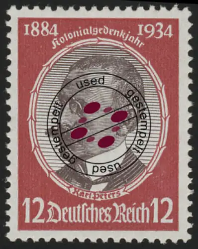 542x Kolonialforscher 12 Pf, gestempelt O
