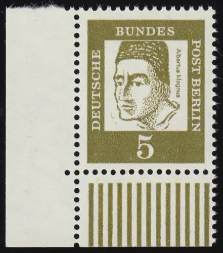 199 Bed. Deutsche 5 Pf Ecke ul ** postfrisch