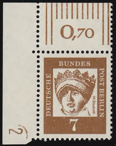 200 DZ Bed. Deutsche 7 Pf Druckerzeichen 2 Ecke o.l., postfrisch **