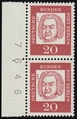 204 Bed. Deutsche 20 Pf dünne Randziffern, postfrisch **