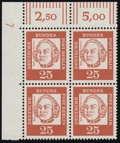 205 DZ Bed. Deutsche 25 Pf Druckerzeichen 7, Eck-Vbl. postfrisch **