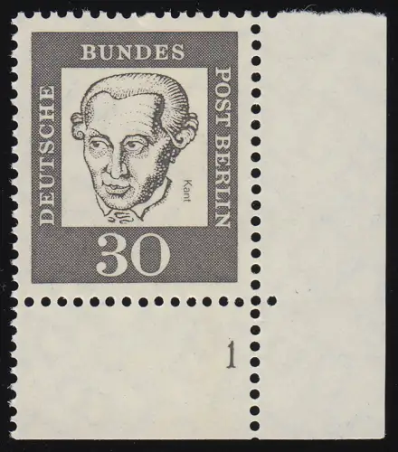 206 Bed. Deutsche 30 Pf Ecke ur Formnummer FN 1, ungefaltet postfrisch **