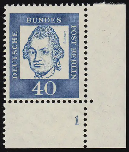 207 Bed. Deutsche 40 Pf Ecke ur Formnummer FN 1, ungefaltet postfrisch **