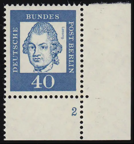 207 Bed. Deutsche 40 Pf Ecke ur Formnummer FN 2, ungefaltet postfrisch **