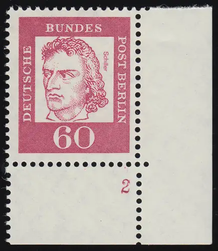 209 Bed. Deutsche 60 Pf Ecke ur Formnummer FN 2, ungefaltet postfrisch **