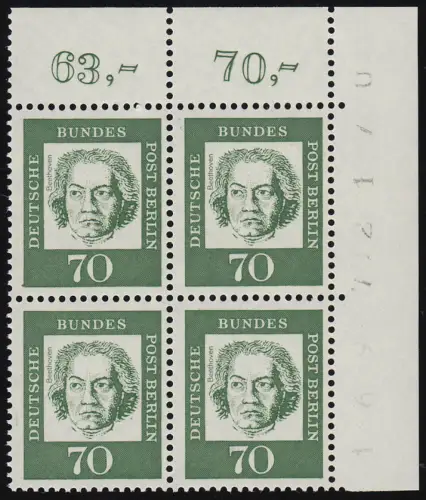 210 Bed. Deutsche 70 Pf Eck-Vbl. or ** postfrisch