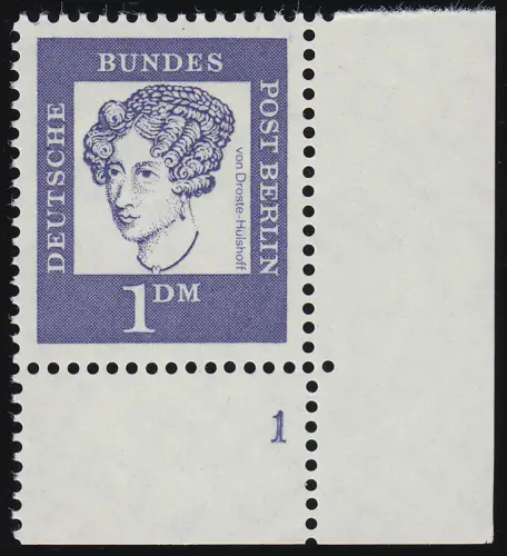 212 Bed. Deutsche 1 DM Ecke ur Formnummer FN 1, ungefaltet postfrisch **