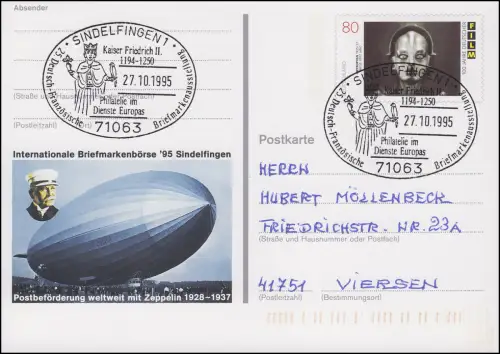 PSo 40 Sindelfingen Postbeförderung Zeppelin mit SSt Kaiser Friedrich II. 1995