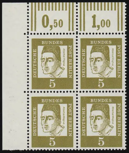 199 Bed. Deutsche 5 Pf Eck-Vbl. ol ** postfrisch