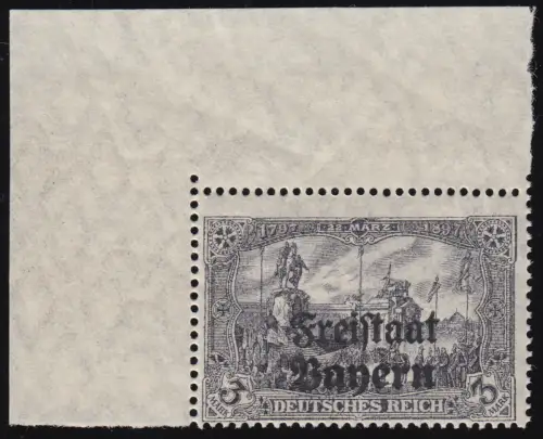 Bayern 150 B Aufdruck 3 Mark Ecke oben links, postfrisch **