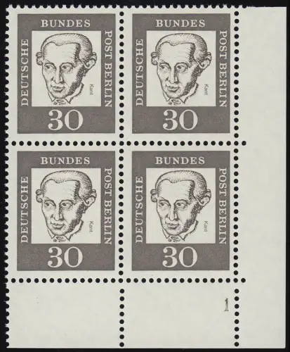 206 Bed. Deutsche 30 Pf Eck-Vbl. ur Formnummer FN 1, ungefaltet postfrisch **