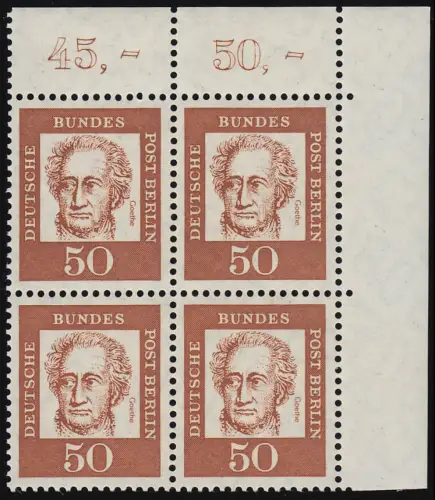 208 Bed. Deutsche 50 Pf Eck-Vbl. or ** postfrisch