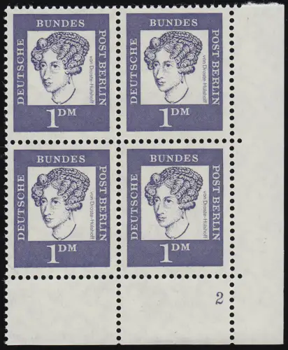 212 Bed. Deutsche 1 DM Eck-Vbl. ur Formnummer FN 2, ungefaltet postfrisch **