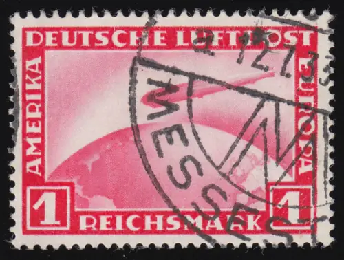 455 Flugpostmarke Graf Zeppelin 1 RM O gestempelt