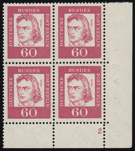 209 Bed. Deutsche 60 Pf Eck-Vbl. ur Formnummer FN 2, ungefaltet postfrisch **