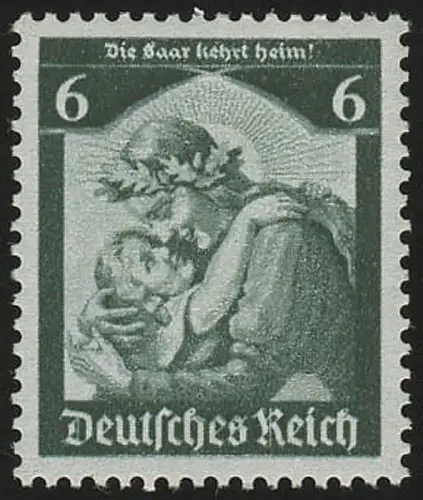 566 1935 Saarabstimmung 6 Pf ** kräftig dunkelgrün (Nachauflage)