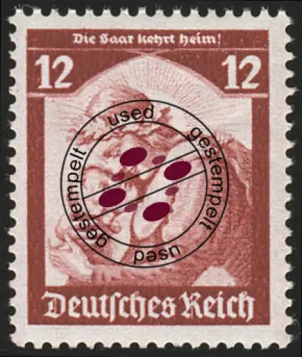 567 1935 Saarabstimmung 12 Pf O blass hell (Erstauflage)