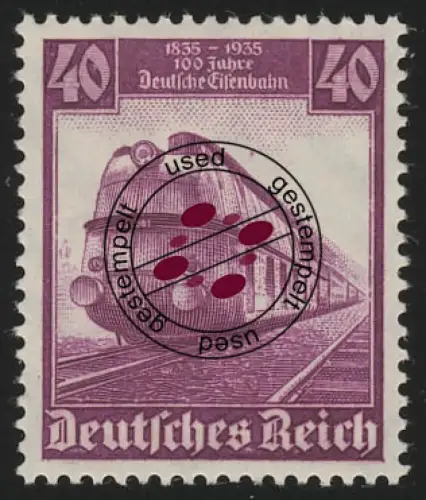 583 Deutsche Eisenbahn 40 Pf, gestempelt O