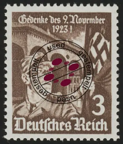 598x Hitlerputsch 3 Pf, gestempelt O