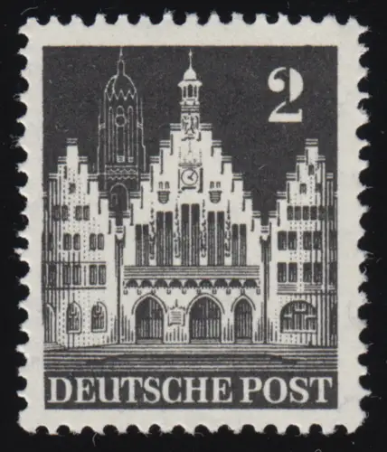 Bizone 73 WA Bauten 2 Pf., schwarz, eng **