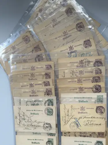 Württemberg - Kollektion mit ca. 50 Ganzsachen vor 1900, tolle Stempel!