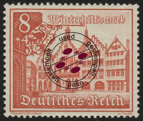 734 Winterhilfswerk Bauwerke 8 Pf O, gestempelt O