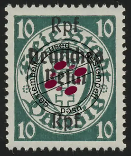 720 Danzig mit Aufdruck 10 Rpf auf 10 Pf, gestempelt O