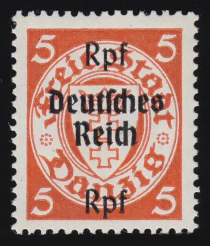 718 Danzig mit Aufdruck 5 Rpf auf 5 Pf, postfrisch **