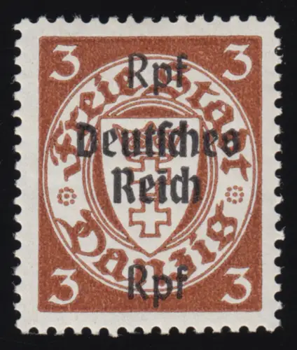 716 Danzig mit Aufdruck 3 Rpf auf 3 Pf, postfrisch **