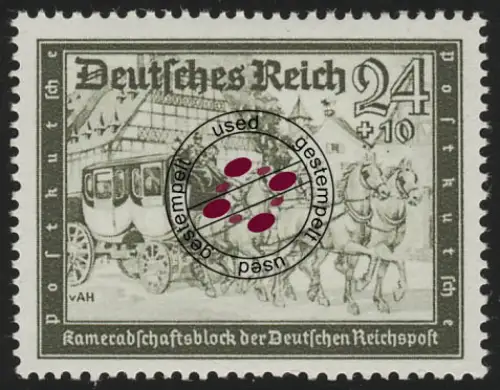 712 Kameradschaftsblock 24+10 Pf, gestempelt O