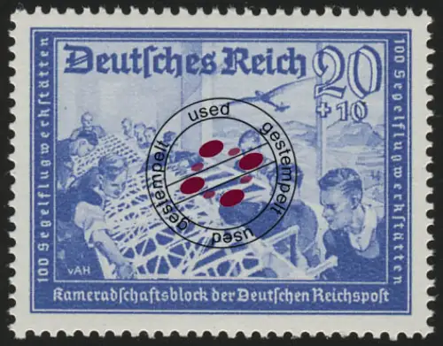 711 Kameradschaftsblock 20+10 Pf, gestempelt O