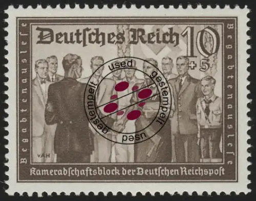 707 Kameradschaftsblock 10+5 Pf, gestempelt O