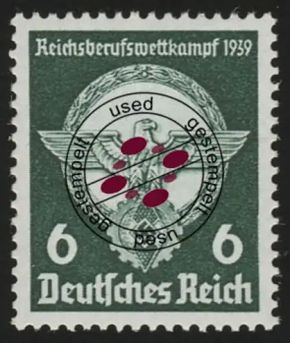 689 Reichsberufswettkampf 1939 6 Pf, gestempelt O