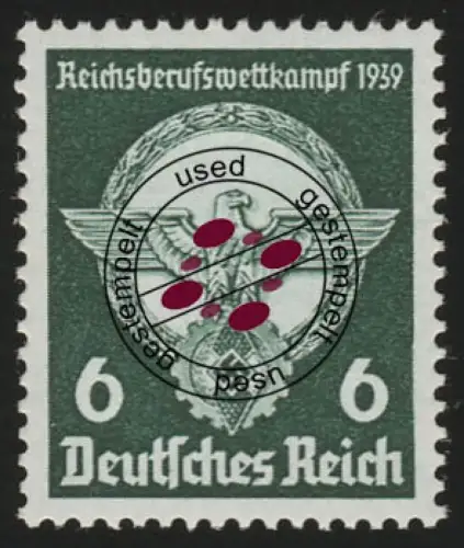 689 Reichsberufswettkampf 1939 6 Pf, gestempelt O