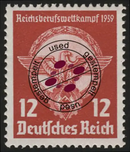690 Reichsberufswettkampf 1939 12 Pf, gestempelt O