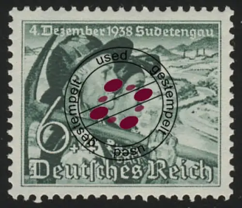 684y Sudetenland 6+4 Pf, gestempelt O