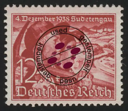 685 Sudetenland 12+8 Pf, gestempelt O