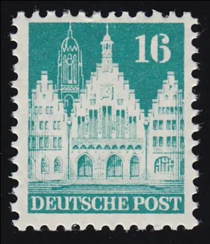 Bizone 83 WF Bauten 16 Pf., weit gezähnt, postfrisch **