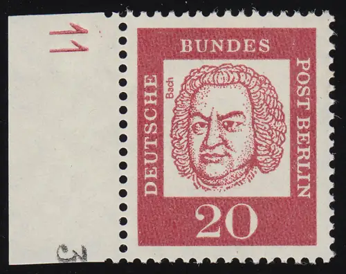 204 DZ Bed. Deutsche 20 Pf Druckerzeichen 11, Randmarke postfrisch **