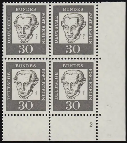 206 Bed. Deutsche 30 Pf Eck-Vbl. ur Formnummer FN 2, ungefaltet postfrisch **