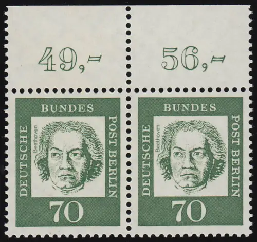 210 Bed. Deutsche 70 Pf Paar OR ** postfrisch