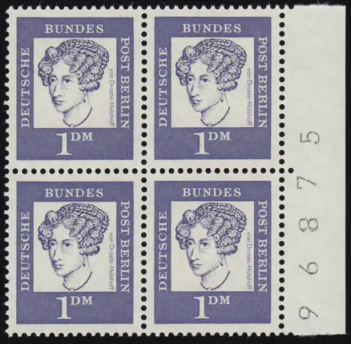 212 Bed. Deutsche 1 DM Randziffern Viererblock, postfrisch **