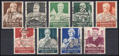556-564 Berufsstände, 9 Werte komplett, Satz zeitgerecht gestempelt O