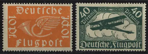 111-112 Flugpost Posthorn / Doppeldecker, 2 Werte postfrisch **